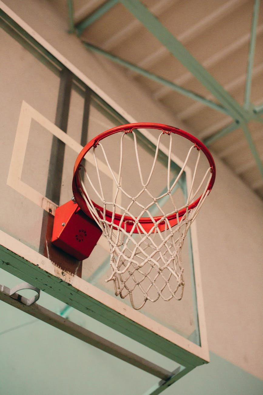 white and red basketball hoop